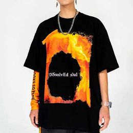 T-shirts pour hommes Lâche Hip-Hop Casual Street Style T-shirt à manches courtes Hommes 2024 Été Nouveau coton Lava Imprimer Rétro Simple Top Vêtements pour hommes J240316