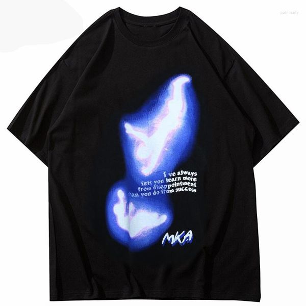 T-shirts pour hommes Loose Hole Casual Hip Hop Ulzzang Streetwear T-shirts à manches courtes pour hommes femmes Black Tshirt Oversized Cotton Clothes Unisex