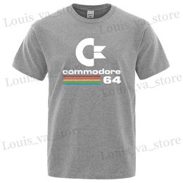 T-shirts voor heren Loose Men T-shirts Summer Commodore 64 Print T-shirt C64 SID Amiga Retro Cool Design Strt Short Slve Top T katoenen kleding T240408