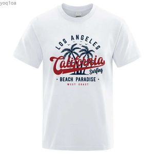 T-shirts masculins Los Angeles California Beach Paradise Men Tops Fashion Crewneck T-shirt Cotton T-shirt d'été Breathable Oversize Clothel2404