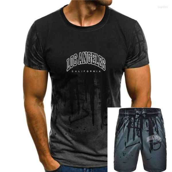 T-shirts pour hommes Los Angeles États-Unis Double contour Hommes Vêtements Mode Oversize Casual Tshirt Chemise d'été Coton Haute Qualité Tops