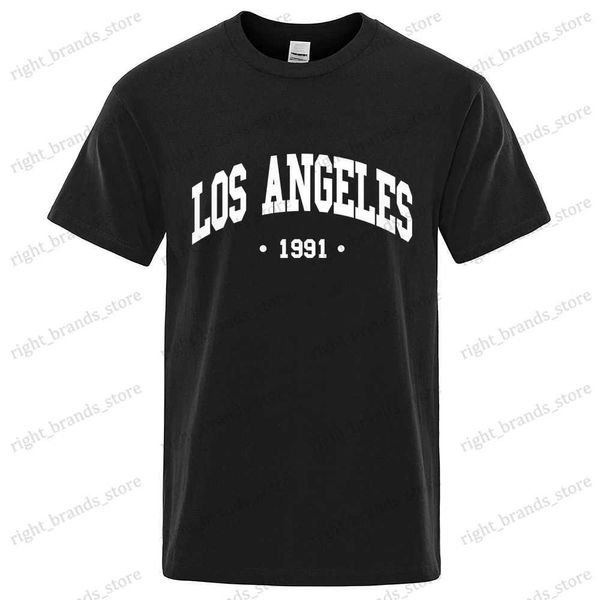Camisetas para hombres Los Ángeles 1991 Usa City Carta Imprimir Ropa Hombres Oversize Transpirable Camiseta Verano Sudor Camiseta de lujo Camiseta gótica 80273 T240122
