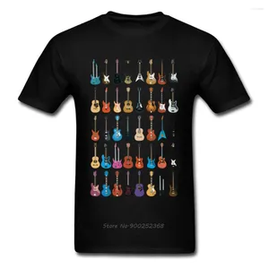 T-shirts pour hommes Love Guitar T-shirt Hommes Différentes Guitares Chemise Music Lover Funny Tshirt Swag Vêtements Custom Summer Coolest Black Streetwear
