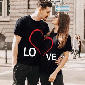 Heren T-shirts Liefde Hart Afdrukken Paar Huwelijkscadeaus Voor Koppels Unisex Bijpassende Liefhebbers Kleding Vriendin Tee