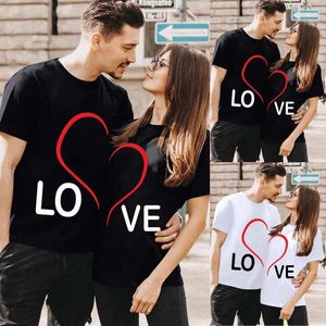 Heren t shirts love heart printing heren dames valentijnsdag paar bruiloft geschenken paren unisex liefhebbers kleding