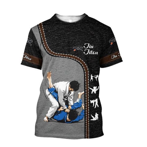 T-shirts pour hommes Love Jiu Jitsu Mens 3D Print Martial Tiger Art Unisex Summer Short Sleeve Tee Harajuku Punk Style Hip Hop Women Tops 03