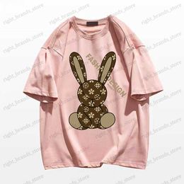 T-shirts pour hommes Lovely Bunny Cotton Tshirt Hommes Fashion Tees Marque de luxe T-shirts Couleur unie Imprimer Teeshirt surdimensionné à manches courtes Homme Vêtements T230523