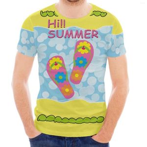 T-shirts pour hommes Lovers Hawaiian Seaside Slipper Style Design Print Fashion Polynesian Slim Round Neck Short Sleeve Summer Sports Shirt Luxury