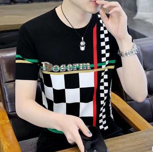 T-shirt da uomo T-shirt lavorata a maglia ape di lusso 23GG T-shirt coreana con o-collo a maniche corte T-shirt streetwear
