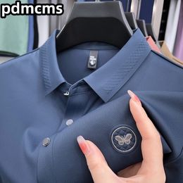 Heren T Shirts Luxe Merk Polo Shirt 2023 Zomer Revers Vlinder Embleem Geborduurde Tracess Mannen T-shirt Casual Veelzijdige Golf Wear 230713