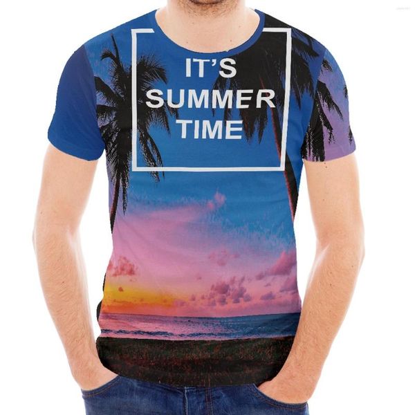 T-shirts pour hommes Vêtements de luxe pour hommes avec imprimé Seaside Hawaiian Design Polynesian Slim Crew-Neck Short Sleeves Summer Sports Shirt