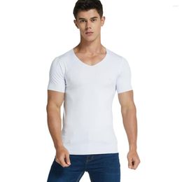 T-shirts pour hommes Ly Men Ice Silk T-shirt Sécheur rapide Couleur continue Couleur unie sans couture Top respirant DO99