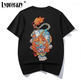 T-shirts pour hommes Lyprerazy Style chinois PI Xiu T-shirt à manches courtes brodé été lâche haut en coton t-shirts