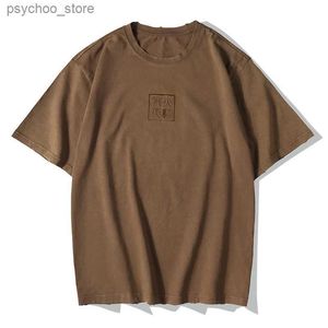 Camisetas para hombres Lyprerazy Hombres Caracter chino Impresión T Shirts Hip Hop Casual Tops Tees Verano Vintage Monkey King Bordado Brown T-shirt Q240130