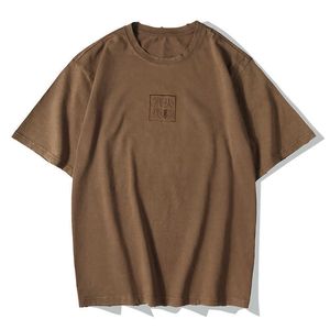 T-shirts voor heren Lyprerazy Men Chinese karakterafdruk T Shirts Hip Hop Casual Tops Tees Summer Vintage Monkey King Borduurwerk Brown T-shirt G230309