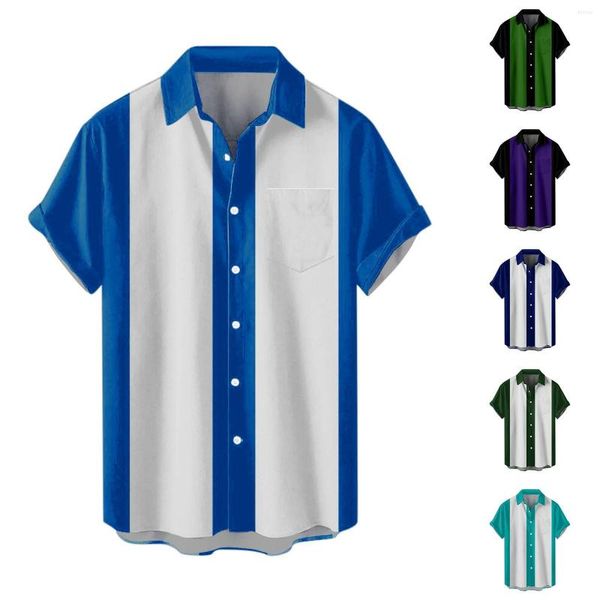 T-shirts pour hommes M Long Male Summer Casual Print Shirt Short Sleeve Turn Down Collar Big And Tall