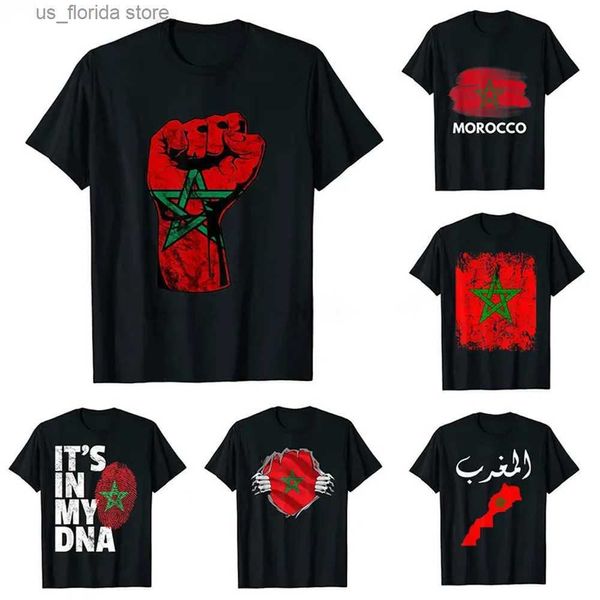 T-shirts hommes MA Maroc Drapeau Graphique T-shirt pour hommes Vêtements Impression 3D Esprit marocain Totem Emblème T-shirts Homme 2024 T-shirt Unisexe Tops Y240321