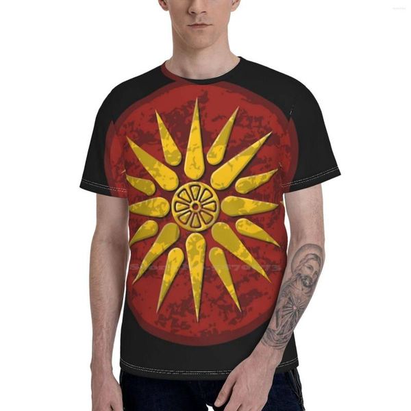 T-shirts masculins Macédoine Symbole Couleur 3D Impression Unisexe Cool T-shirt Grèce Crest Shield Sun Star Round Greek Classical
