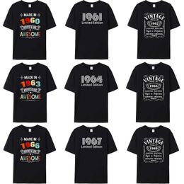 T-shirts masculins réalisés en 1960/1961/1962/1963/1964/1965/1966/1967/1968/1969 T-shirt Day Fator Day Dony Cotton Retro T-shirts Man Vintage T T240515
