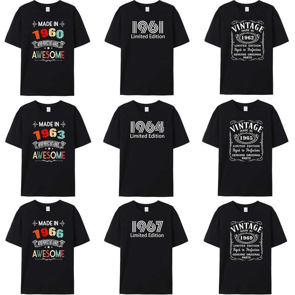 T-shirts masculins réalisés en 1960/1961/1962/1963/1964/1965/1966/1967/1968/1969 T-shirt Day Fator Day Dony Cotton Retro T-shirts Man Vintage T T240515