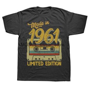 T-shirts voor heren gemaakt in 1961 Limited Edition Birthday Gift T-shirt voor mannen katoen t shirts 63 jaar oud kort sleve shirt idee tops H240506