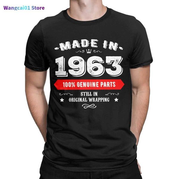 Camisetas para hombre Hechas en 1963 Piezas 100% originales Nacidas en 1963 Regalo de cumpleaños 60 años Increíble 100% algodón Camiseta de talla grande Ropa 5XL 6XL 0301H23