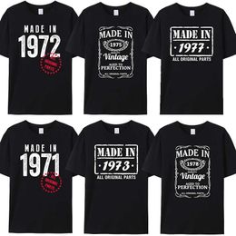 T-shirts voor mannen gemaakt in 1970/1971/1972/1973/1974/1975/1976/1977/1978/1979 Originele katoenen T-shirt Vintage Vader vriendje Gift Thirts T240515