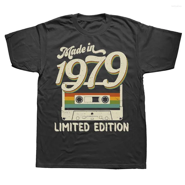 T-shirts pour hommes fabriqués en 1979 édition limitée 44e anniversaire Cassette Tape Tee Tops col rond à manches courtes mode t-shirt décontracté basique