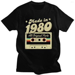 T-shirts pour hommes Made In 1980 Tee 40th Birthday 40 Years Old School Retro 80 Shirt Anniversary Cotton Top Short Sleeve Unique T-Shirt
