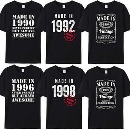 T-shirts voor heren gemaakt in 1990/191/1992/1993/1994/1995/1996/1997/1998/1999 Originele katoenen t-shirt Verjaardag Vintage Vader vriendje Gift Thirts T240515