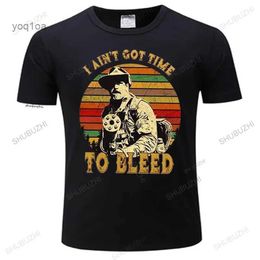 T-shirts pour hommes T-shirts noirs masculins Blain Predator Je n'ai pas le temps de saigner Vintage Hommes Noir Coton Cool Casual Pride T-shirt Mode T-shirt