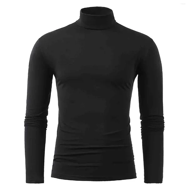 T-shirts pour hommes col haut hiver chaud T-Shirt mode sous-vêtements thermiques bas basique chemisier pulls à manches longues haut