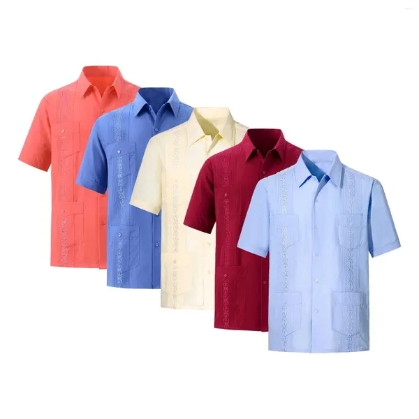 T-shirts pour hommes Combinaison masculine Saint Valentin Hommes Mode Hommes Vintage Ethnique Lâche Manches Courtes Boutons Casual Chemise Manches Longues