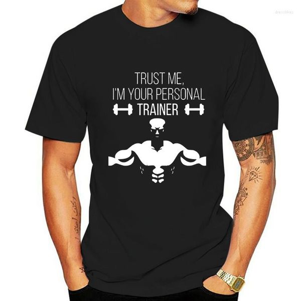 Camisetas para hombre, moda Steampunk de bajo precio para hombre, Trust Me Im Your Personal Trainer, camisetas de manga corta con cuello redondo para hombre