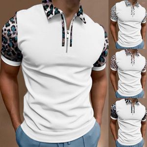 Camisetas para hombre, blusa informal de verano con estampado degradado y cremallera y cuello vuelto, camisetas de manga corta, ropa deportiva de estilo Retro, ropa deportiva de gran tamaño para uso diario