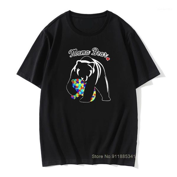 Camisetas para hombre, camisetas con diseño de mamá oso y Autismo, camisetas lisas de amor, camiseta divertida de Autismo, camisetas 3D de ocio Vintage personalizadas