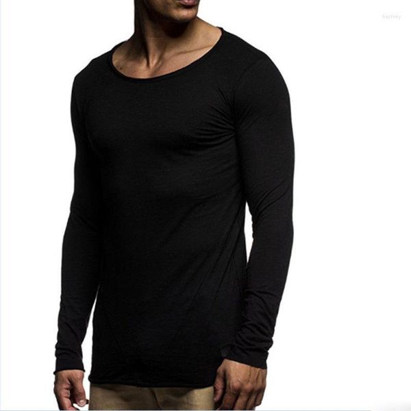 Hommes T-shirts Homme Automne Hiver Coton Mélange Fashiong Designer T-shirts à manches longues Slim Fit Casual Col Rond Fitness T-shirt Hommes Vêtements