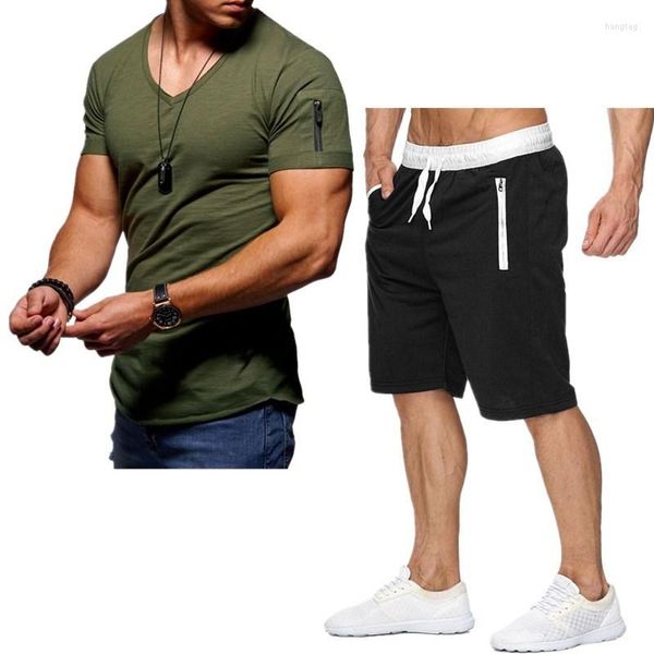 T-shirts pour hommes Chemises pour hommes Shorts 2 pièces Ensembles Été Casual Tops O-Cou Muscle Tee T-shirt Pull