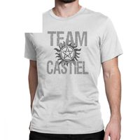 T-shirts Homme Homme T-shirt Supernatural Team Team Castiel Spn Brothers Vintage Crewneck Sleeve Sleeve Tops Tee Normal