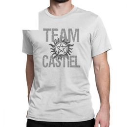 T-shirts pour hommes Homme Supernatural T-shirt Team Castiel Spn Brothers Vintage Crewneck Tops à manches courtes Tee Normal267A