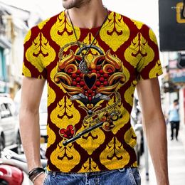 Heren T-shirts Man T-shirts Zomer Korte mouw 3D Industriële Metalen Stijl Afdrukken Casual Oversized Shirt Mannen Harajuku Hip Hop Herenkleding