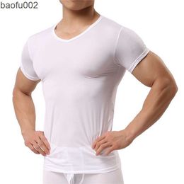 T-shirts masculins Un caves de corps de corps de linge de glace T-shirts en nylon masculin en V