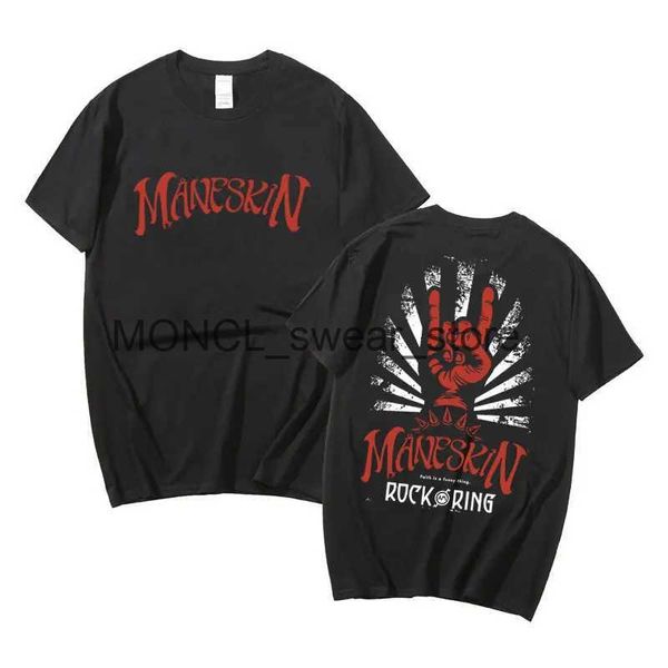 T-shirts hommes Maneskin Best Rock Am Ring Tshirt à manches courtes Italien Punk Rock Band T-shirt Hommes Femmes Mode Hip Hop Heavy Coton T-shirtsH24129