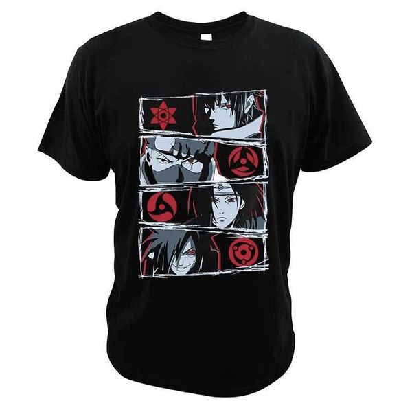 Camisetas de hombre Manga Camisetas Anime Uchiha Ojos Impreso Media manga Casual Cuello redondo Hombres Top camisetas gráficas Ropa de anime casual O-cuello G230303