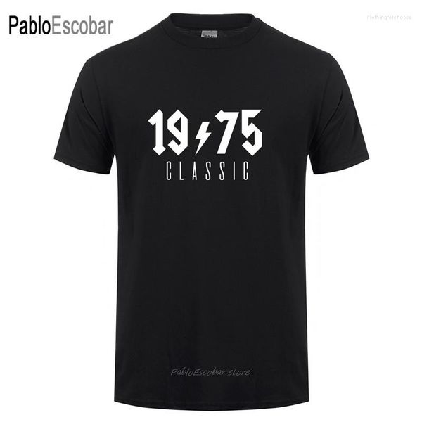 Camisetas para hombre, camiseta para hombre en 1975, camiseta de algodón con cuello redondo de manga corta, camiseta clásica de edad, camiseta de regalo de cumpleaños, camisetas