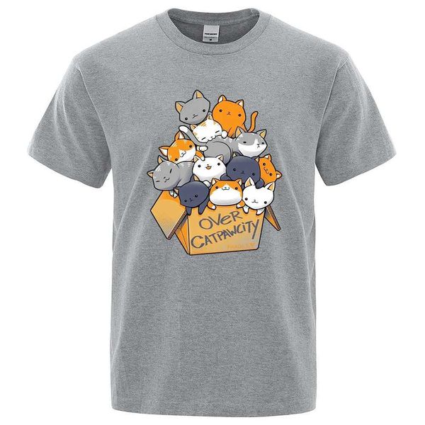 T-shirts masculins Beaucoup de chats rassemblés dans des t-shirts imprimés de personnalité hommes surdimensionnés surdimensionnés Sweat Summer Coton Shirt Short Slve H240506