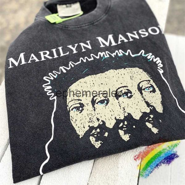 Camisetas para hombres Marilyn Manson Rock Band Camiseta 1 1 Mejor calidad HIP HOP Vintage de gran tamaño Ropa informal suelta Camiseta Topsephemeralew