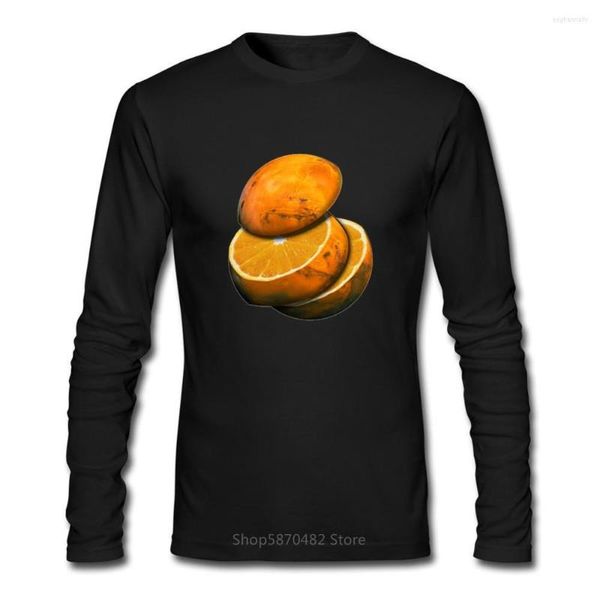 T-shirts pour hommes Mars est fait de T-shirts orange pour hommes R Fruit manches longues hommes Vintage lune t-shirt décontracté automne T-shirts