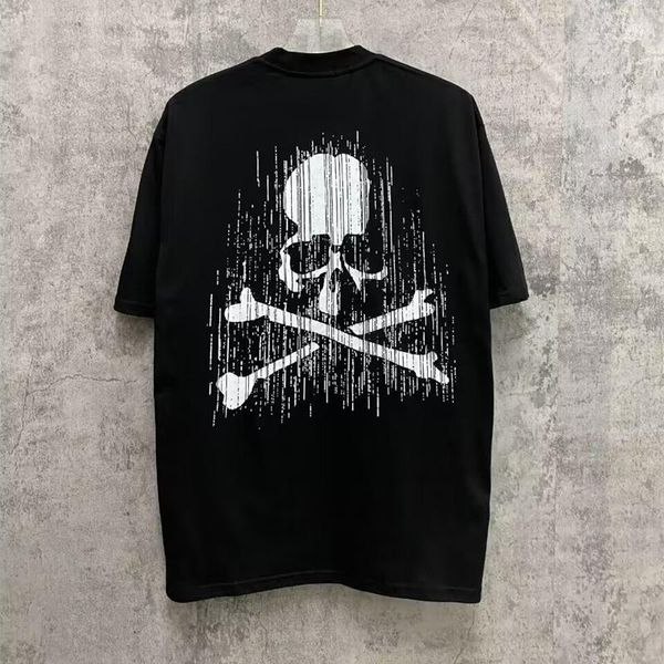 Camisetas de hombre Mastermind Cotton High Quality Skull Graffiti Cuello redondo y camiseta de manga corta para mujer