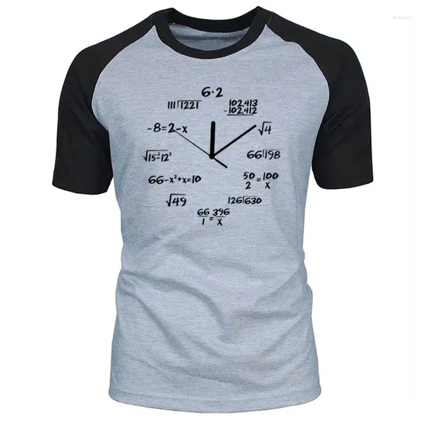 T-shirts pour hommes Math Clock Imprimé drôle Men Shirt Coton Coton Coton Coton Sorcée courte O-cou Tshirt Cool T-shirt d'été pour hommes